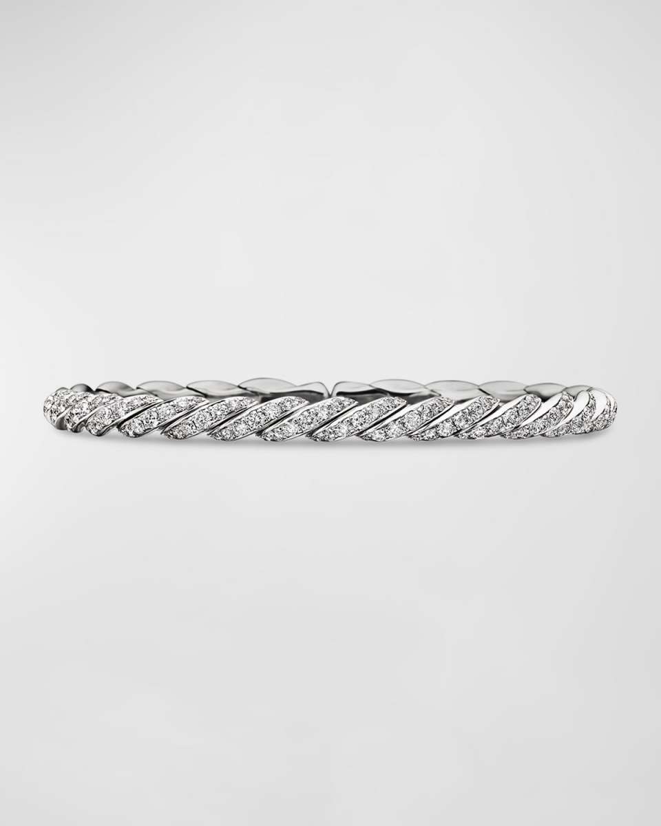 Sculpted Cable Flex Bracelet with Diamonds in 18K White Gold, 5